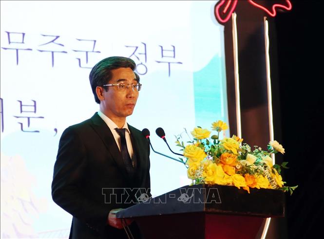Phó Chủ tịch UBND thành phố Đà Nẵng Trần Chí Cường phát biểu khai mạc Lễ hội. Ảnh: Trần Lê Lâm - TTXVN 