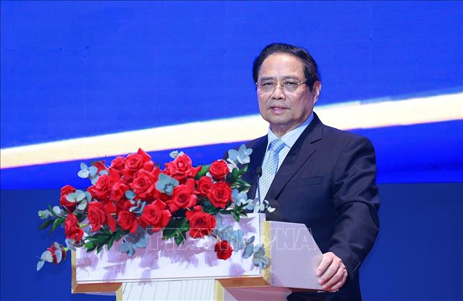 Thủ tướng Phạm Minh Chính, Trưởng Ban Chỉ đạo quốc gia về Trung tâm tài chính quốc tế tại Việt Nam phát biểu chỉ đạo. Ảnh: Dương Giang-TTXVN
