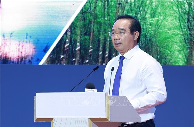 Chủ tịch Uỷ ban nhân dân Thành phố Hồ Chí Minh Nguyễn Văn Được phát biểu. Ảnh: Dương Giang-TTXVN

