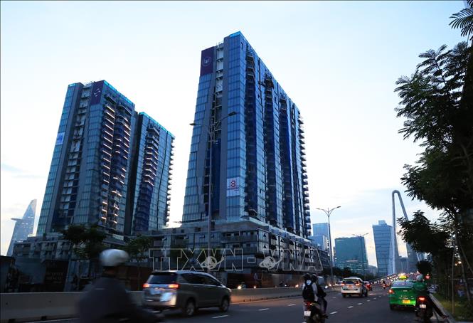 Khu vực lõi Trung tâm tài chính quốc tế ở bán đảo Thủ Thiêm, phường An Khánh, Thành phố Hồ Chí Minh. 
Ảnh: Hồng Đạt - TTXVN
