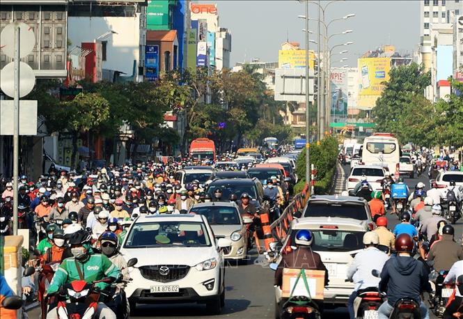 Ôtô, xe máy là nguồn ô nhiễm không khí chính ở Thành phố Hồ Chí Minh.
Ảnh: Hồng Đạt - TTXVN
