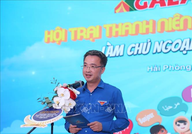 Bí thư Trung ương Đoàn Nguyễn Tường Lâm phát biểu tại chương trình. Ảnh: Hạnh Quyên - TTXVN