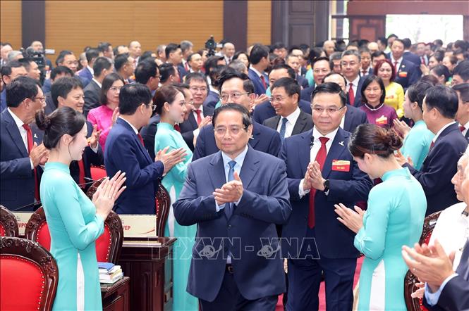 Thủ tướng Chính phủ Phạm Minh Chính đến dự Đại hội đại biểu Đảng bộ Tập đoàn Petrovietnam lần thứ tư, nhiệm kỳ 2025 – 2030. Ảnh: Quốc Khánh - TTXVN
