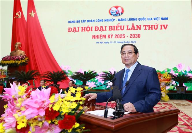 Thủ tướng Phạm Minh Chính, Bí thư Đảng uỷ Chính phủ phát biểu chỉ đạo tại Đại hội. Ảnh: Dương Giang-TTXVN