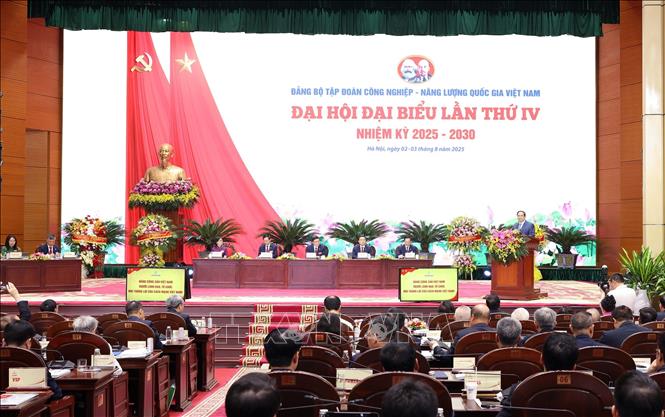 Đại hội đại biểu Đảng bộ Tập đoàn Công nghiệp - Năng lượng Quốc gia nhiệm kỳ 2025 - 2030. Ảnh: Quốc Khánh - TTXVN
