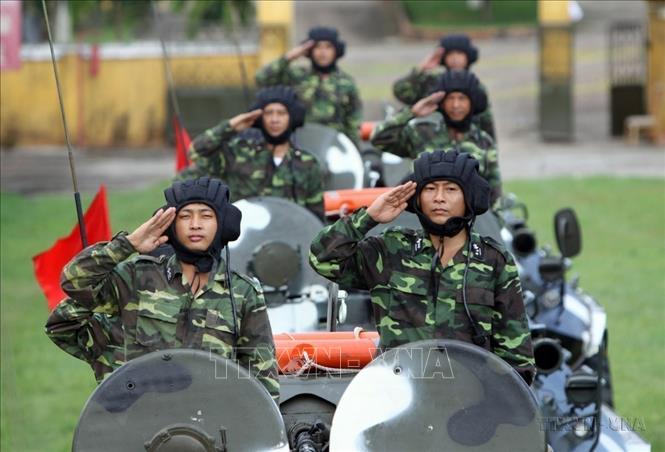 Tiểu đoàn cơ giới 474 thuộc Đoàn M 47 (Quân chủng Hải quân) luôn hoàn thành các nhiệm vụ được giao, thực hiện tốt các bài tập huấn luyện sẵn sàng chiến đấu. Ảnh: Trọng Đức - TTXVN.