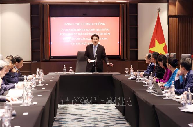 Chủ tịch nước Lương Cường phát biểu chỉ đạo. Ảnh: Lâm Khánh - TTXVN
