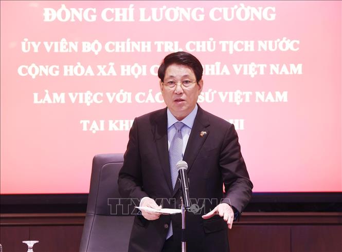Chủ tịch nước Lương Cường phát biểu chỉ đạo. Ảnh: Lâm Khánh - TTXVN