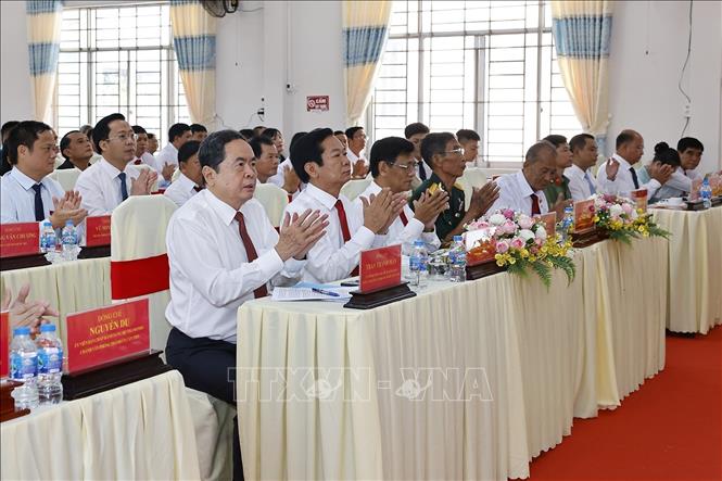 Chủ tịch Quốc hội Trần Thanh Mẫn dự Đại hội đại biểu Đảng bộ xã Thạnh Xuân lần thứ nhất, nhiệm kỳ 2025 - 2030. Ảnh: Doãn Tấn - TTXVN