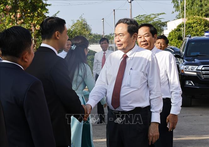 Chủ tịch Quốc hội Trần Thanh Mẫn dự Đại hội đại biểu Đảng bộ xã Thạnh Xuân lần thứ nhất, nhiệm kỳ 2025 - 2030. Ảnh: Doãn Tấn - TTXVN