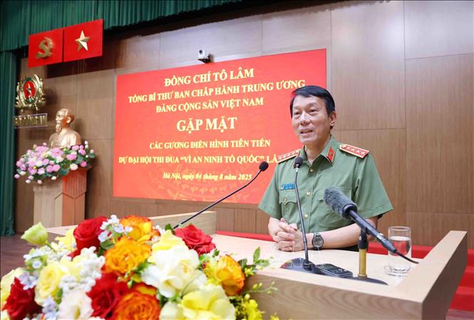 Đại tướng Lương Tam Quang, Bộ trưởng Bộ Công an phát biểu. Ảnh: Phạm Kiên - TTXVN