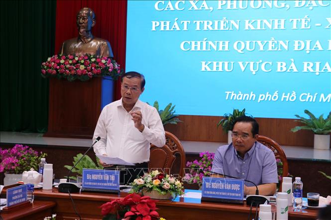 Phó Chủ tịch UBND Thành phố Hồ Chí Minh Nguyễn Văn Thọ phát biểu tại buổi làm việc. Ảnh: Đoàn Mạnh Dương-TTXVN