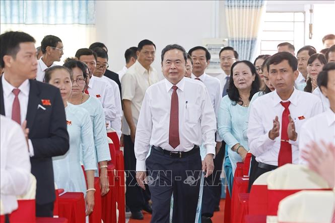 NA Chairman Tran Thanh Man at the meeting. VNA Photo: Doãn Tấn