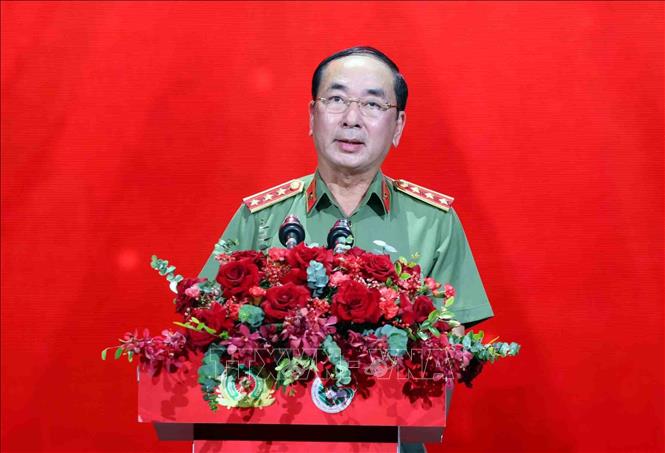 Thượng tướng Trần Quốc Tỏ, Uỷ viên Trung ương Đảng, Thứ trưởng Bộ Công an phát biểu. Ảnh: Phạm Kiên - TTXVN
