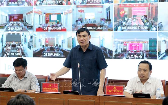 Đồng chí Trần Quốc Cường, Bí thư Tỉnh ủy Điện Biên phát biểu chỉ đạo tại hội nghị. Ảnh: Trung Kiên - TTXVN