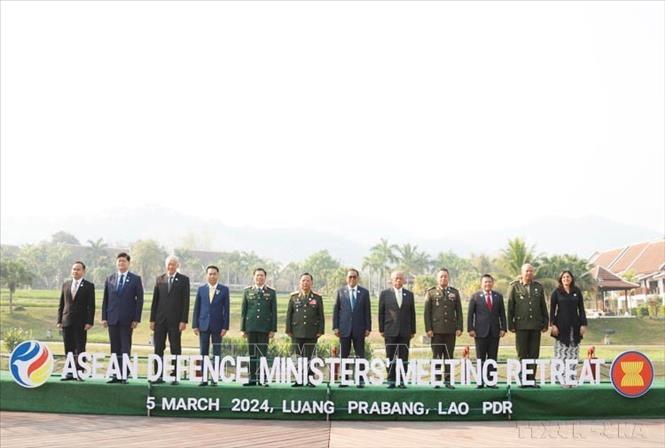Các trưởng đoàn tham dự Hội nghị hẹp Bộ trưởng Quốc phòng các nước ASEAN (ADMM Hẹp), tại Luang Prabang (Bắc Lào), ngày 5/3/2024. Ảnh: Phạm Kiên - TTXVN