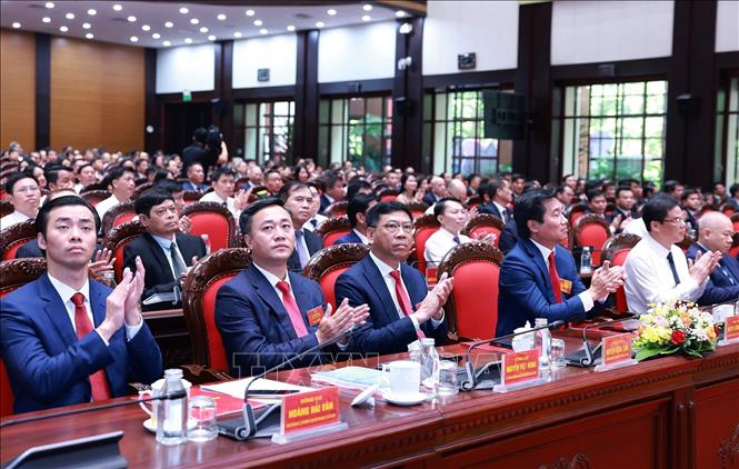 Các đại biểu dự Đại hội đại biểu Đảng bộ Bộ Xây dựng lần thứ nhất, nhiệm kỳ 2025 - 2030. Ảnh: Dương Giang-TTXVN
