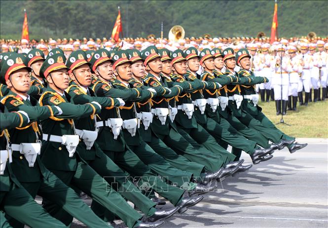 Khối sĩ quan Hậu cần, Kỹ thuật tại buổi tổng hợp luyện. Ảnh: Tuấn Anh - TTXVN