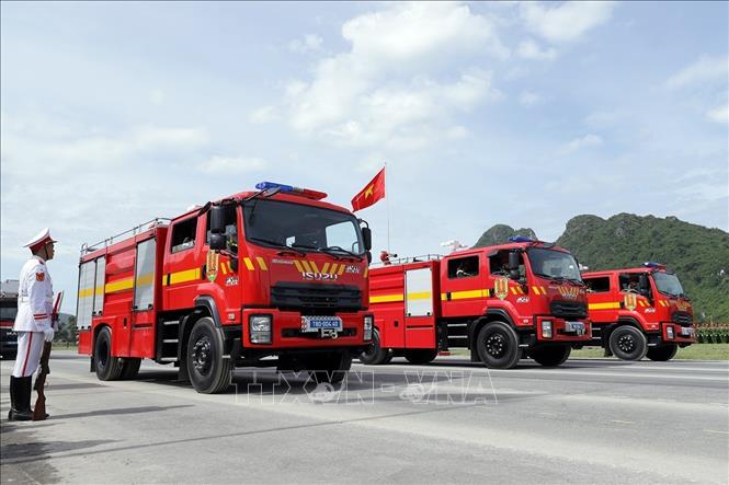 Khối xe Phòng cháy chữa cháy. Ảnh: Tuấn Anh - TTXVN