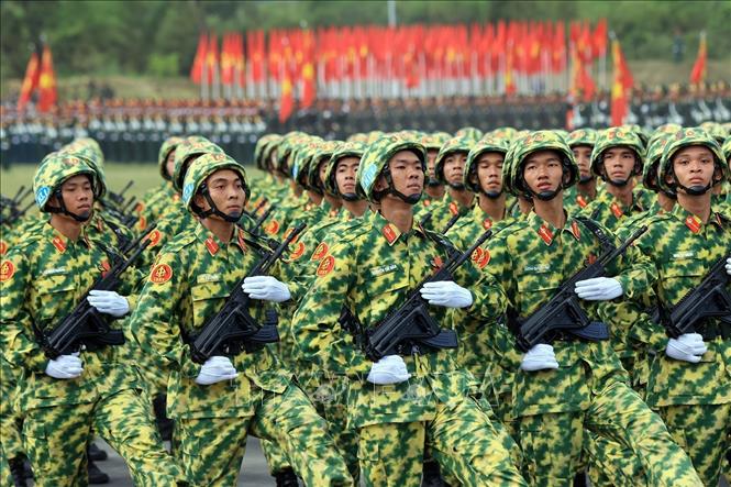 Khối chiến sĩ phòng hoá. Ảnh: Tuấn Anh - TTXVN