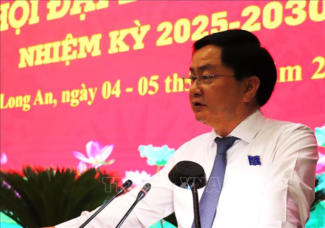 Bí thư Tỉnh ủy Tây Ninh Nguyễn Văn Quyết phát biểu chỉ đạo Đại hội. Ảnh: Thanh Bình -TTXVN