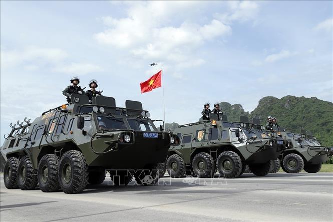 The specialised police vehicles in the rehearsal. VNA Photo: Tuấn Anh 