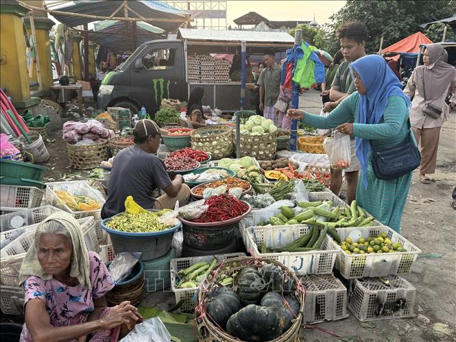Chợ truyền thống ở đảo Lombok của Indonesia, nơi tiêu thụ các sản vật địa phương. Ảnh: Đỗ Quyên – PV TTXVN tại Indonesia