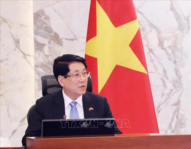 Chủ tịch nước Lương Cường tại cuộc hội kiến Thủ tướng Ai Cập Mostafa Madbouly. Ảnh: Lâm Khánh - TTXVN