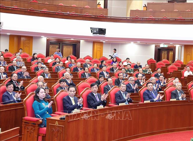 Lãnh đạo Đảng, Nhà nước và các đại biểu tham dự buổi gặp mặt. Ảnh: Thống Nhất - TTXVN