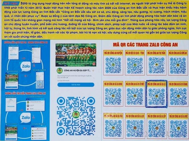 Mô hình “Kết nối Zalo an ninh - Bình yên cho mỗi gia đình” được Công an tỉnh Đắk Lắk triển khai thí điểm tại huyện Cư M’Gar và thành phố Buôn Ma Thuột đang ngày càng phát huy hiệu quả thiết thực trong bảo đảm an ninh trật tự (2020). Ảnh: Doãn Tấn – TTXVN.