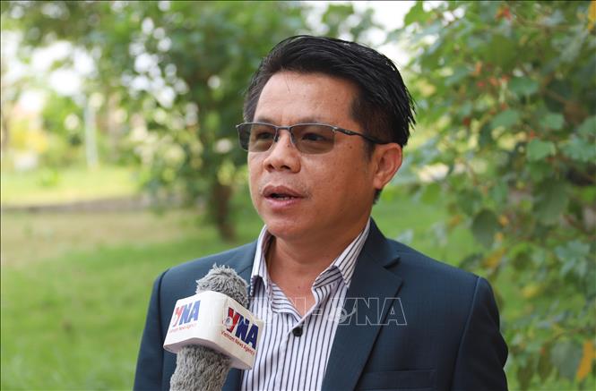 Ông Thanongthai Soukkhamthat, Trưởng Ban Quản lý đặc khu kinh tế tỉnh Savannakhet, chia sẻ về vai trò của các doanh nghiệp Việt Nam. Ảnh: Xuân Tú - PV TTXVN tại Lào