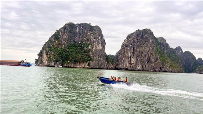 Các xuồng của Bộ Chỉ huy Quân sự tỉnh Quảng Ninh tuần tra trên vịnh Hạ Long. Ảnh: TTXVN phát