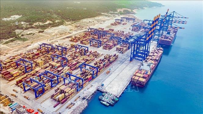 Quang cảnh cảng biển quốc tế Vizhinjam tại Thiruvananthapuram, Ấn Độ. Ảnh: ANI/TTXVN