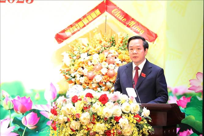 Đồng chí Phạm Quang Ngọc, Phó Bí thư Tỉnh ủy, Chủ tịch UBND tỉnh được chỉ định giữ chức Bí thư Đảng ủy UBND tỉnh Ninh Bình nhiệm kỳ 2025 - 2030. Ảnh: Đức Phương - TTXVN