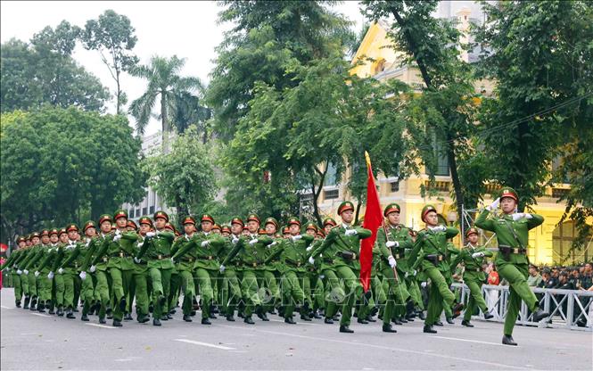 The criminal investigation police force takes part in the rehearsal. VNA Photo: Phạm Kiên 