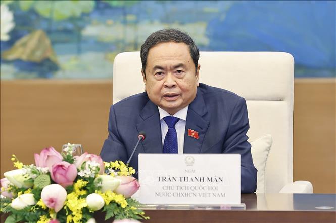Chủ tịch Quốc hội Trần Thanh Mẫn phát biểu. Ảnh: Doãn Tấn - TTXVN