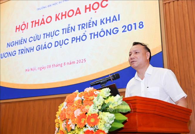 PGS.TS Nguyễn Đức Sơn, Hiệu trưởng Trường đại học Sư phạm Hà Nội phát biểu. Ảnh: Thanh Tùng - TTXVN
