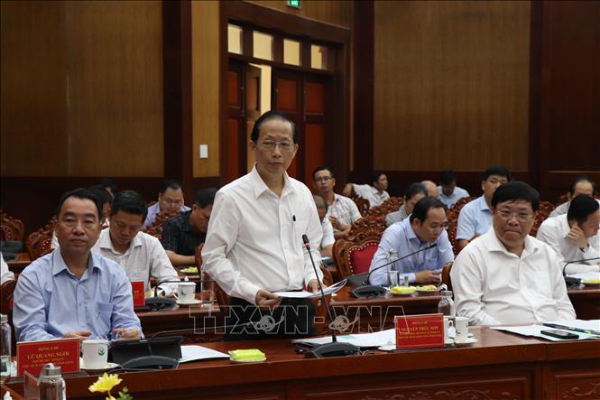 Phó Chủ tịch UBND tỉnh Vĩnh Long Nguyễn Trúc Sơn phát biểu tại hội nghị. Ảnh: Huỳnh Phúc Hậu - TTXVN

