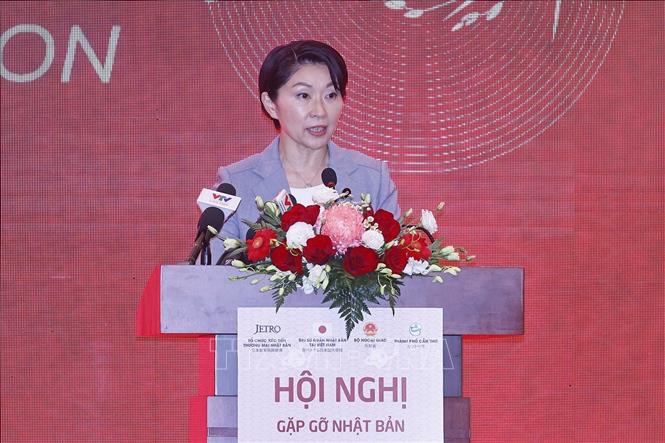 Bà Obuchi Yuko, Hạ nghị sĩ, Chủ tịch Liên minh Nghị sĩ hữu nghị Nhật Bản - Việt Nam phát biểu. Ảnh: Doãn Tấn – TTXVN