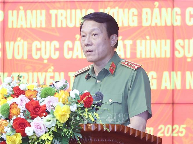 Đại tướng Lương Tam Quang, Bộ trưởng Bộ Công an phát biểu. Ảnh: Thống Nhất – TTXVN