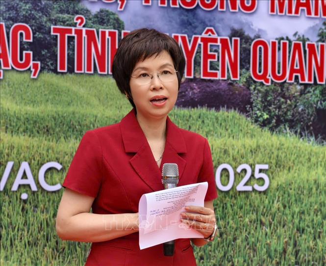 Bí thư Đảng ủy, Tổng Giám đốc TTXVN Vũ Việt Trang phát biểu tại lễ khánh thành. Ảnh: Huy Thông - TTXVN