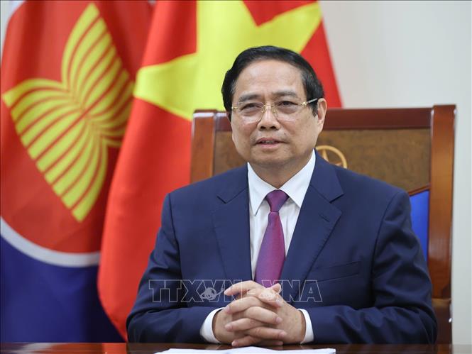 Thủ tướng Phạm Minh Chính gửi thông điệp nhân dịp 58 năm kỷ niệm ngày thành lập Hiệp hội các nước Đông Nam Á (ASEAN), và 30 năm Việt Nam tham gia ASEAN. Ảnh: Dương Giang-TTXVN 