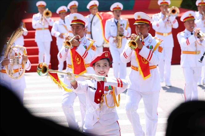 Đoàn nghi lễ Quân đội Nhân dân Việt Nam biểu diễn tại chương trình. Ảnh: Phạm Kiên - TTXVN