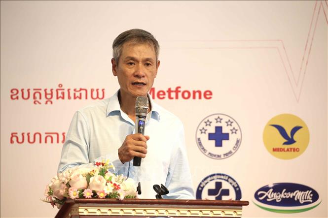 Đại sứ Việt Nam tại Vương quốc Campuchia Nguyễn Minh Vũ phát biểu tại chương trình. Ảnh: Huỳnh Thảo - PV TTXVN tại Campuchia 