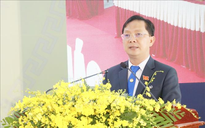 Đồng chí Hà Anh Dũng, Ủy viên Ban Thường vụ Tỉnh ủy, Phó Chủ tịch Thường trực Ủy ban Mặt trận Tổ quốc Việt Nam tỉnh Đồng Nai phát biểu chỉ đạo tại Đại hội. Ảnh: Nhật Bình – TTXVN