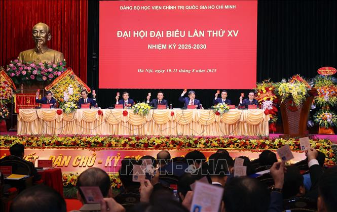 Đại hội thông qua Đề án nhân sự BCH Đảng bộ Học viện Chính trị quốc gia Hồ Chí Minh nhiệm kỳ 2025 – 2030. Ảnh: Văn Điệp – TTXVN