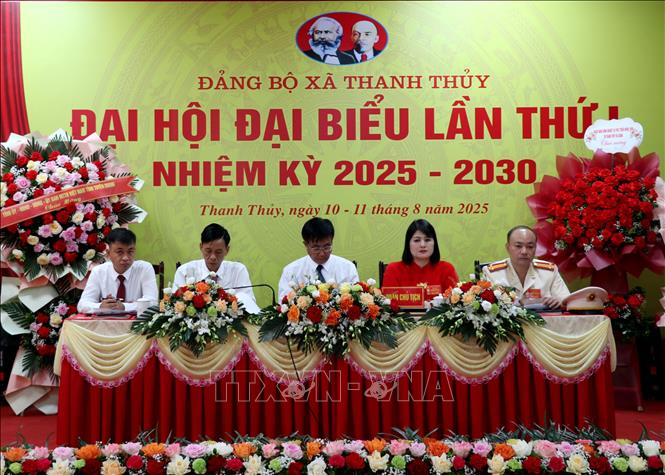 Đại hội đại biểu Đảng bộ xã Thanh Thủy lần thứ nhất, nhiệm kỳ 2025-2030. Ảnh: Đức Thọ - TTXVN