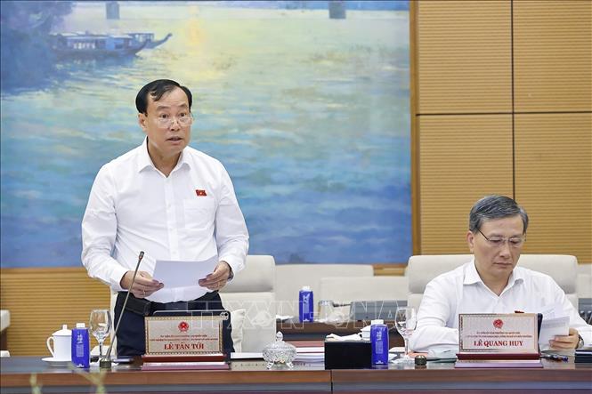Chủ nhiệm Ủy ban Quốc phòng, An ninh và Đối ngoại của Quốc hội Lê Tấn Tới phát biểu. Ảnh: Doãn Tấn - TTXVN