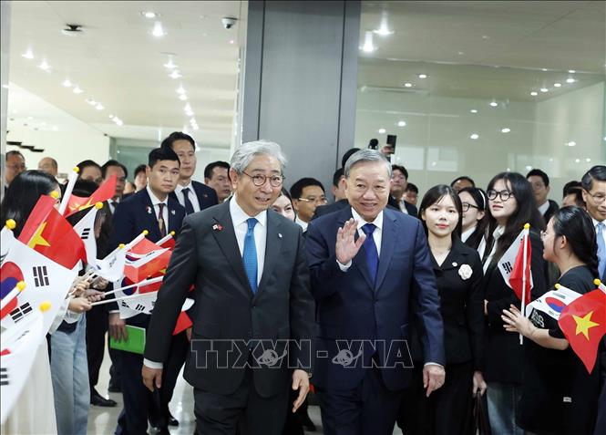 Tổng Bí thư Tô Lâm đến phát biểu chính sách tại Trường Đại học Yonsei. Ảnh: Thống Nhất - TTXVN