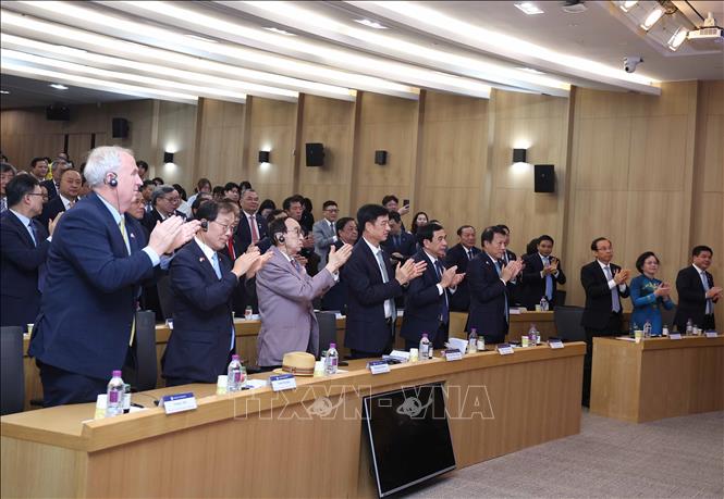 Các đại biểu tham dự buổi phát biểu chính sách của Tổng Bí thư Tô Lâm tại Trường Đại học Yonsei. Ảnh: Thống Nhất - TTXVN